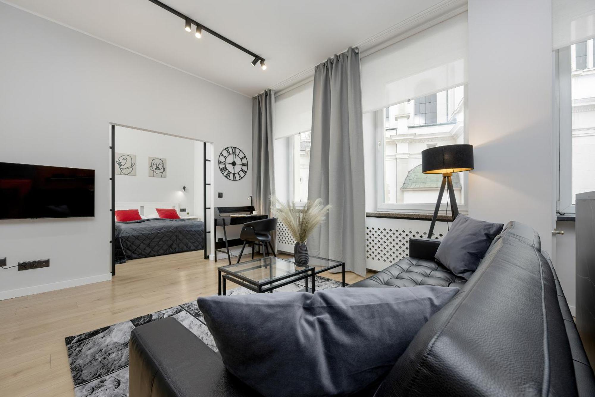Exclusive Grey And Red Apartment In Warsaw Center By Noclegi Renters Esterno foto